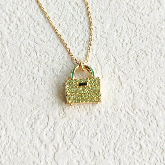 Kate Spade Sweet Treasures Gold Green Mini Necklace - Picture 1 of 4
